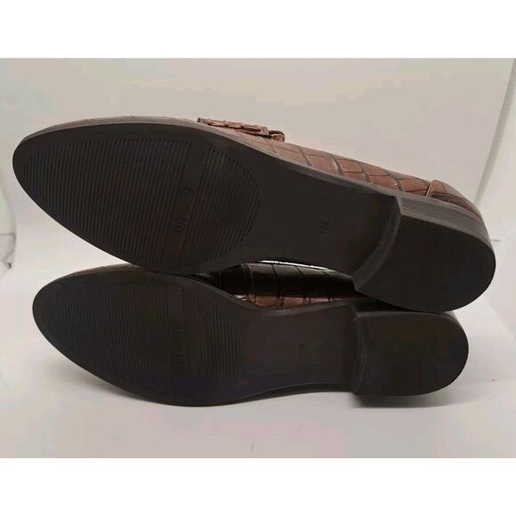 Unisa Womens Unstaslia Rich Brown Crocodile Embossed Flats Size 7.5 M Loafers - Picture 6 of 7